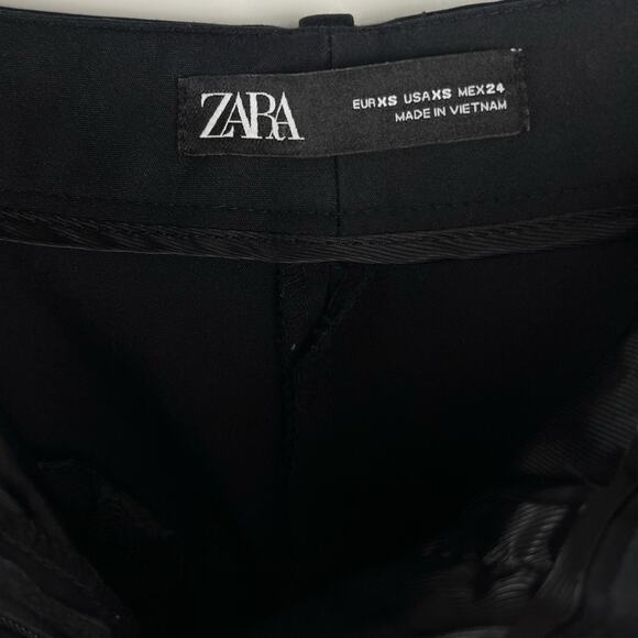 Zara Black Satin Straight Cargo Pants XS Utility Sleek - Picture 2 of 7